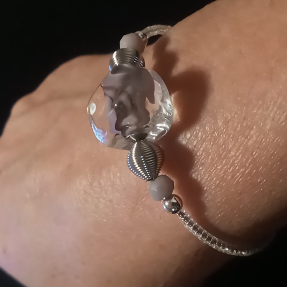 Murano made in Italy glass wrap  bracelet with Murano glass tag - Picture 1 of 6